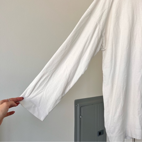 Joah Brown Vintage Oversized Long Sleeve Cotton T- Shirt In Fog (Beige) S/M - Picture 2 of 11